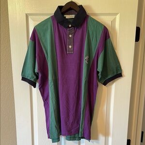 Wimbledon Purple and Green Polo Shirt 90s Style